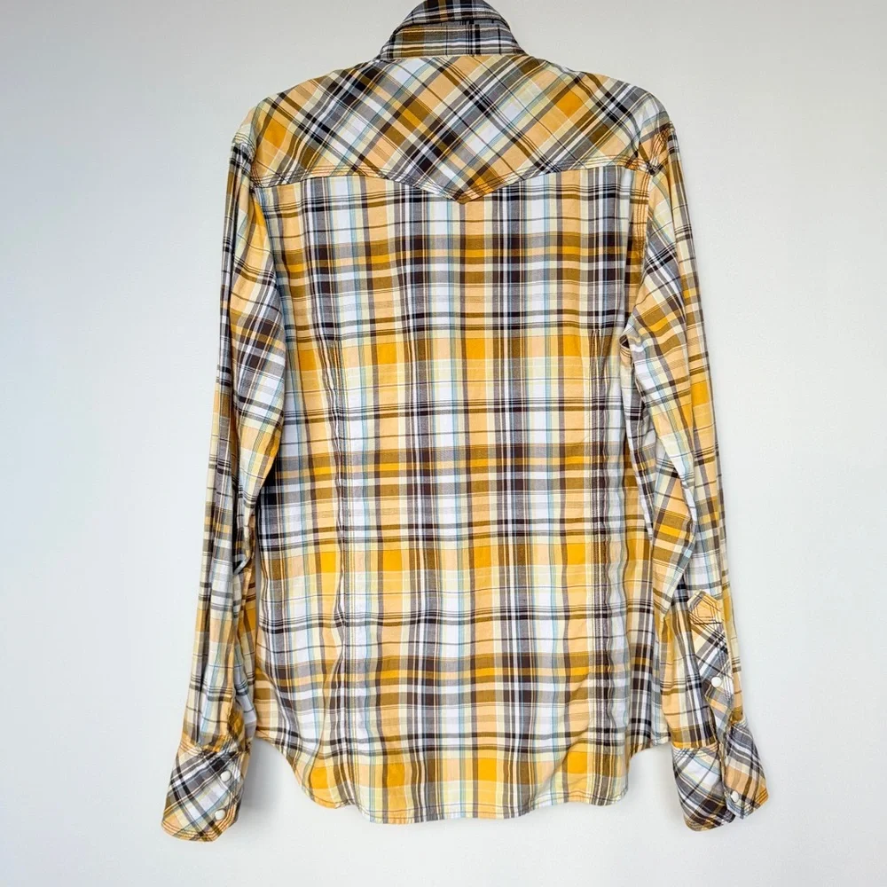 True Religion Men’s “Rocky” Plaid Western Snap Shirt – Size XL